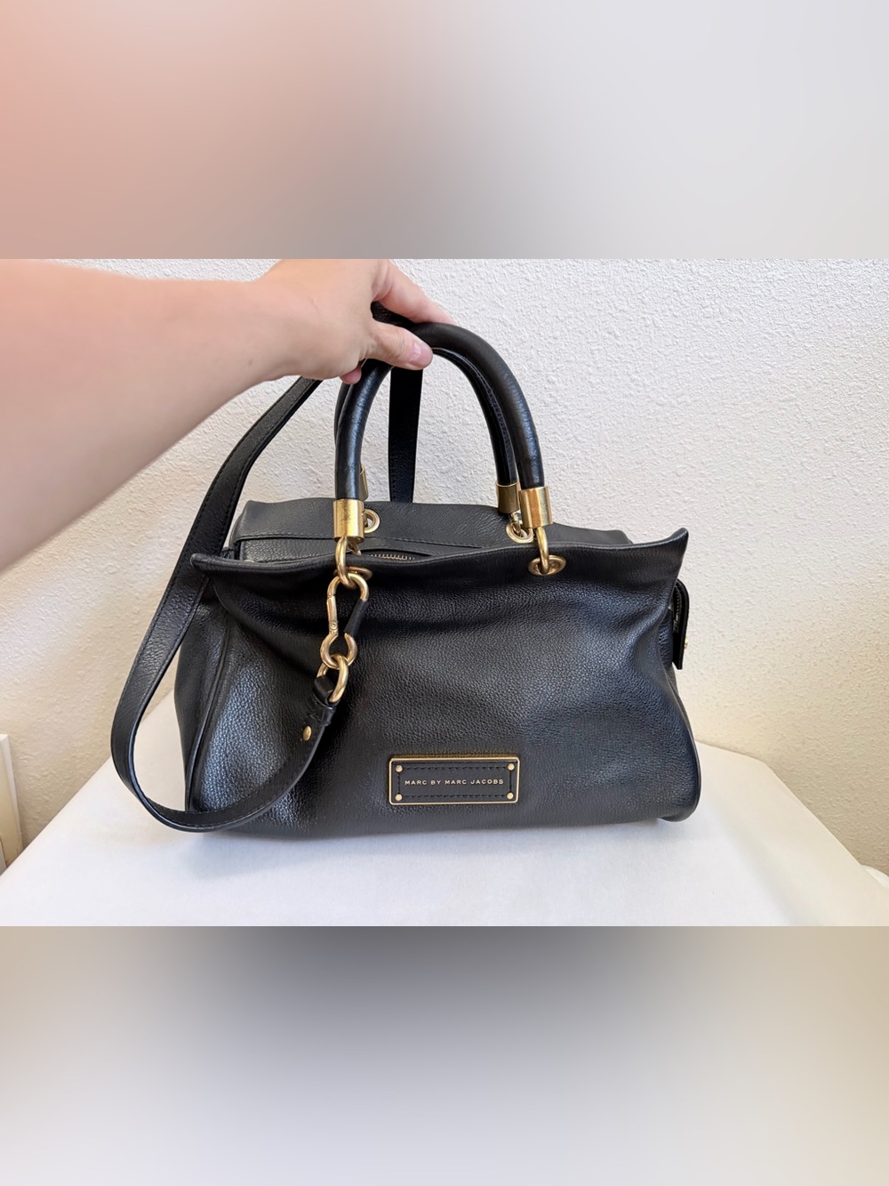 Marc by Marc Jacobs Too Hot To Handle Satchel Black Leather Crossbody Bag
